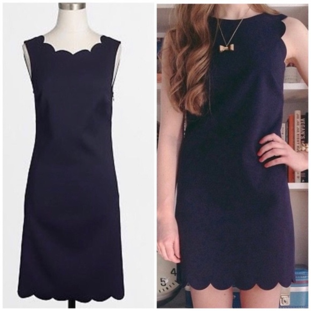 J.CREW navy scalloped edge dress